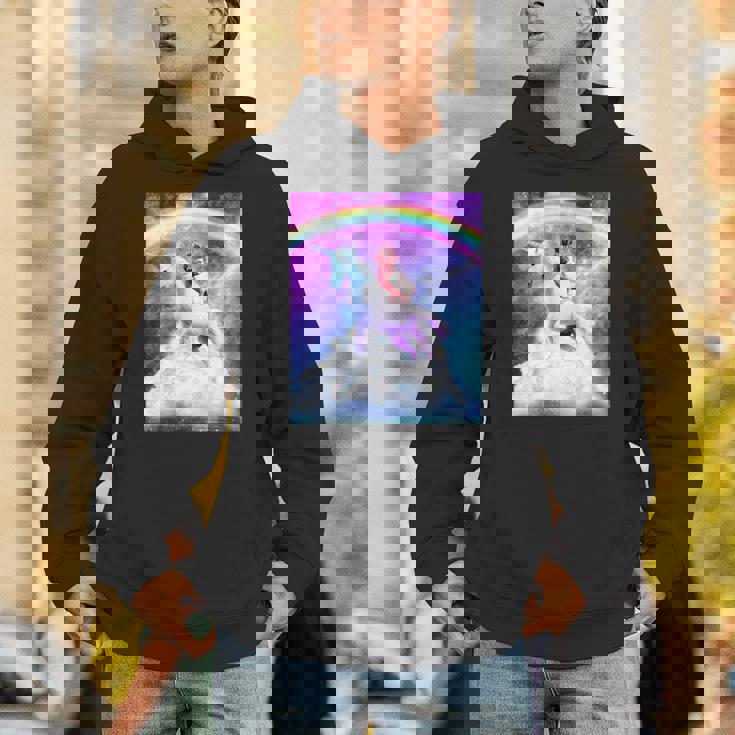 宇宙パグ 雲の上のレインボーユニコーン パーカー