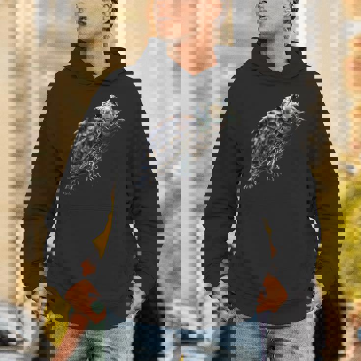 幸せな笑顔の亀 セルフィー ポートレート 面白い パーカー