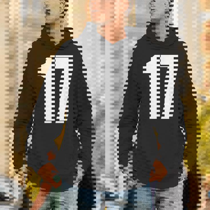 数字 セブンティーン数字 17 プレーンホワイト数字 パーカー