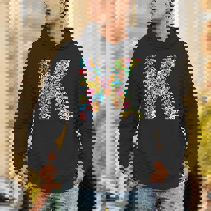 文字k Monsters アルファベットネーム イニシャル キュート モノグラム パーカー