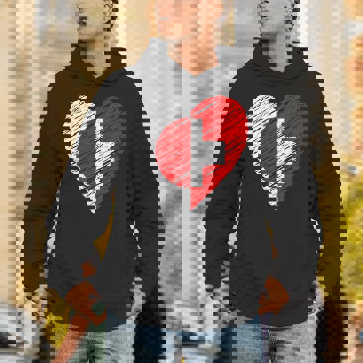 日本 スイス ハート 日本国旗 スイス国旗 ハート 長袖tシャツ パーカー