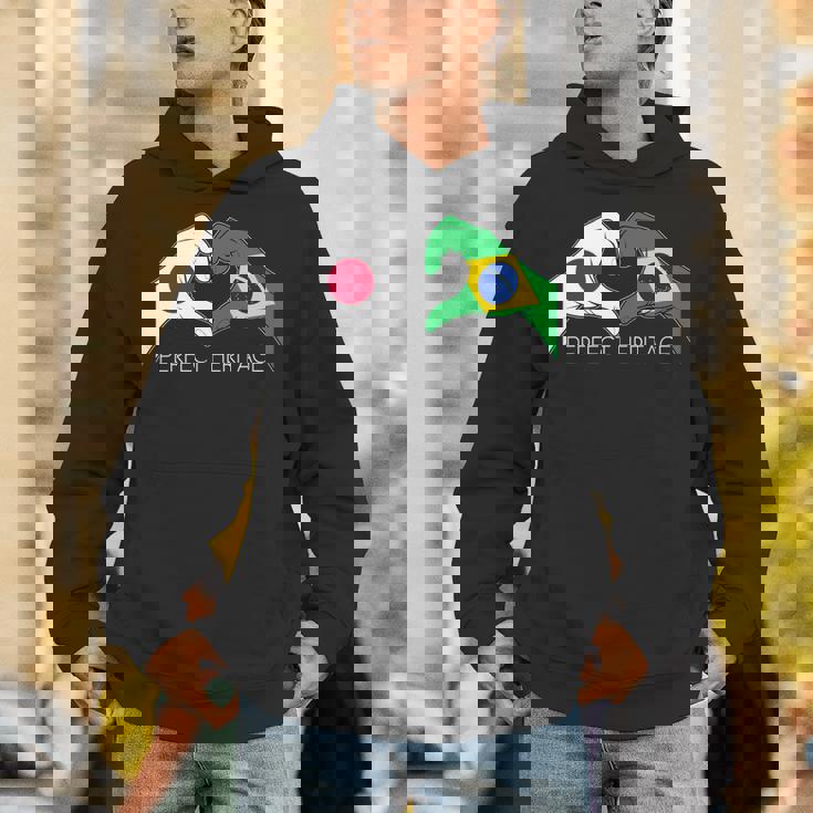 日本とブラジル ブラジル 日本人 パーフェクトヘリテージ ハート 長袖tシャツ パーカー