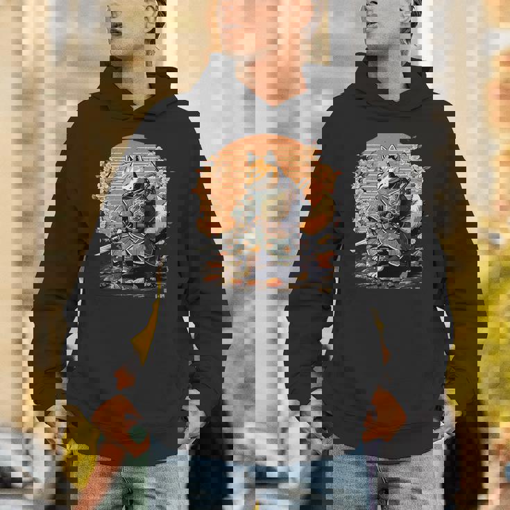 日本アート 柴犬 忍者 浮世絵 アニメ風 侍犬 パーカー