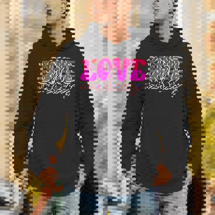 明るいピンク Loveibes ハート ネオンエナジー 長袖tシャツ パーカー