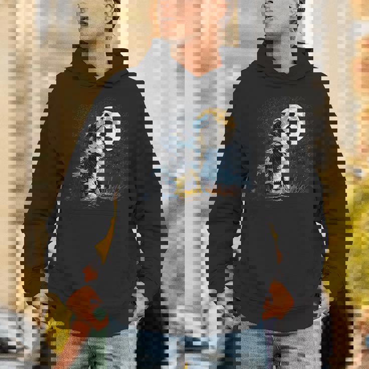 月に吠える美しいボーダーコリー犬 パーカー