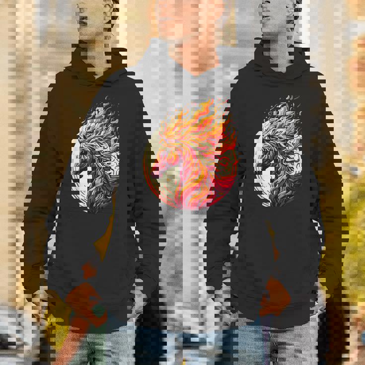 燃える 動物 馬 動物 クール 馬 火 炎 パーカー