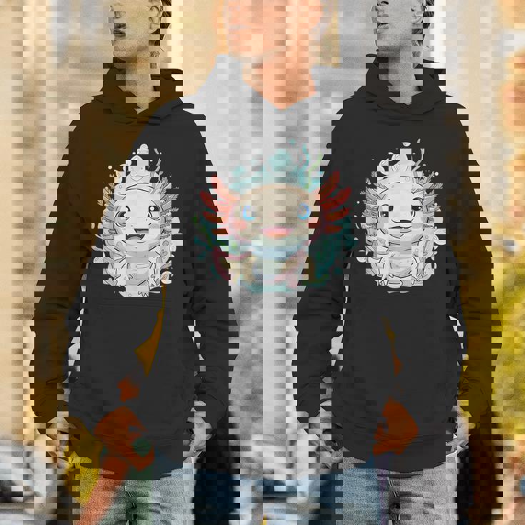 笑顔のaxolotl カワイイかわいい水中漫画 パーカー