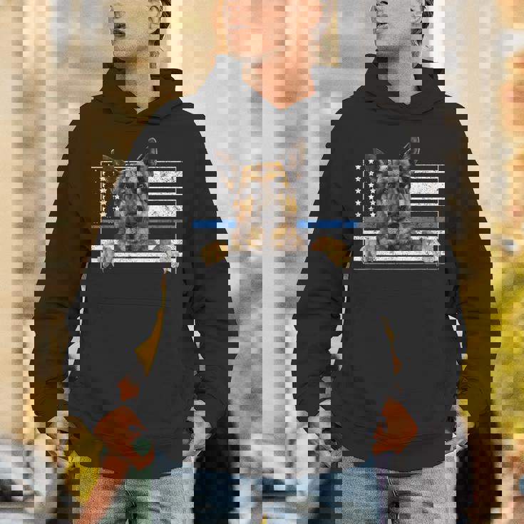 細いブルーライン K9 ジャーマンシェパード 犬 警察官 パーカー