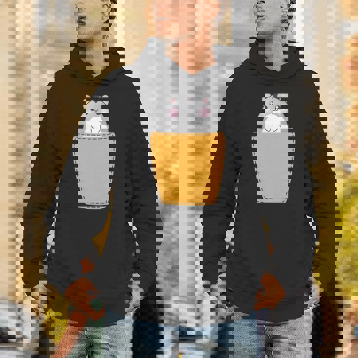 胸ポケットにハムスター 長袖tシャツ パーカー