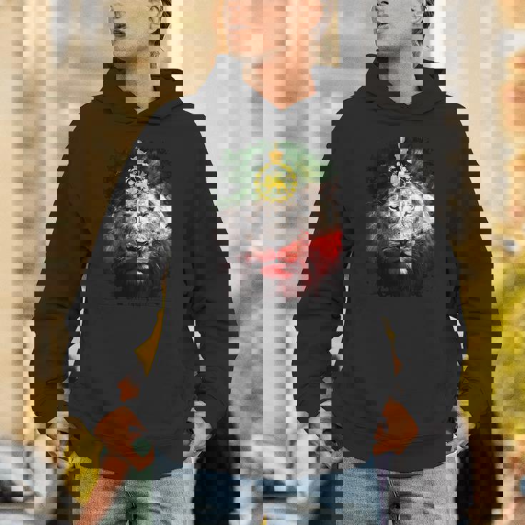 金色のライオンの頭が付いたイランの国旗。 パーカー