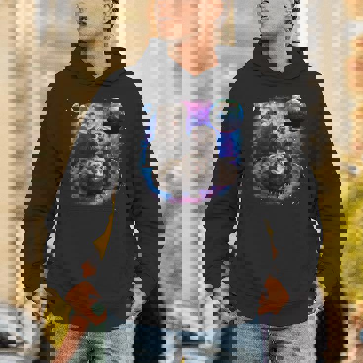 銀河系の面白いフェレット フェレット 長袖tシャツ パーカー