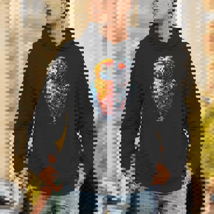 面白いオウムロボット動物愛好家サイボーグオウムロボット Robot Parrot Lover Cyborg Ai パーカー