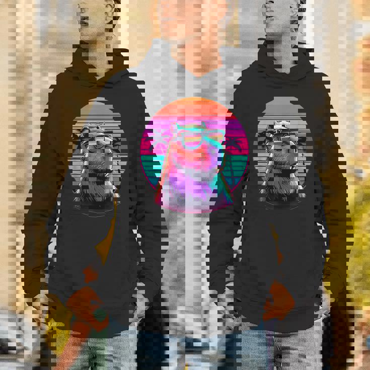 面白いカピバラ ヴィンテージ げっ歯類 レトロ ヴェイパーウェーブ 美的ゴス パーカー