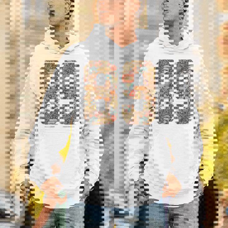 89 ナンバー コテージコア マッシュルーム レトロ フラワー裏側に パーカー