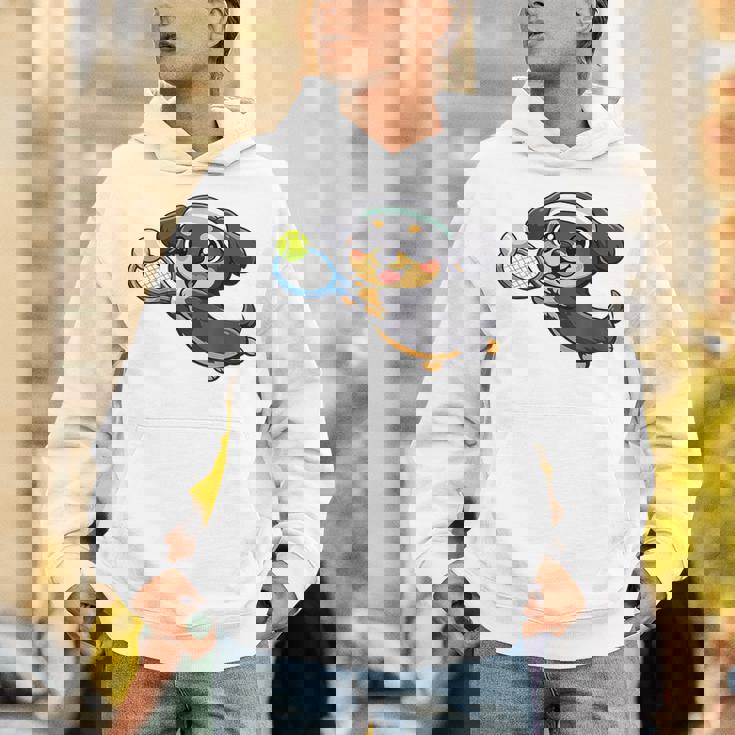 かわいい犬のテニス漫画アート パーカー