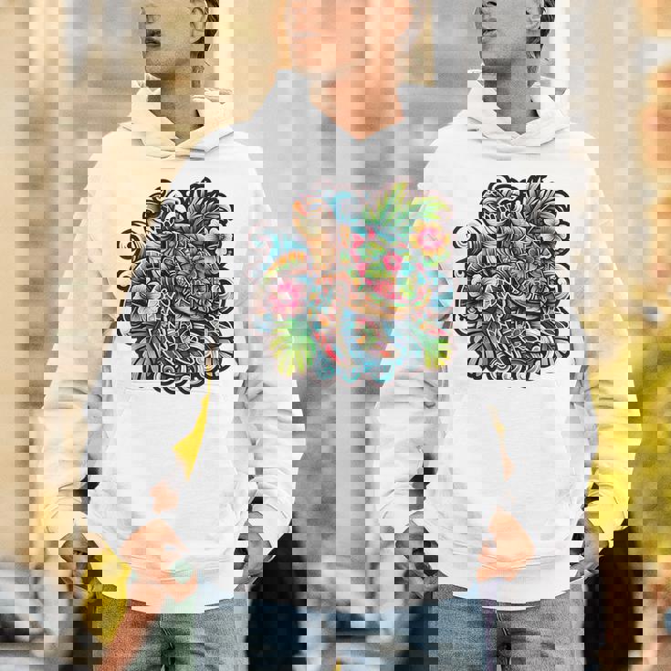 アロハ ウミガメ ハワイアン ホヌ フラワー ウェーブ オーシャン パーカー