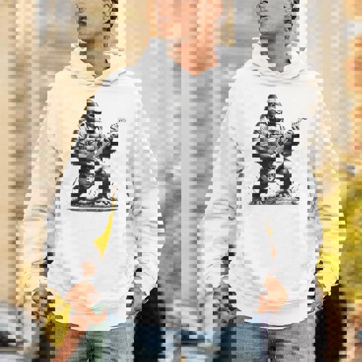 エレキギター ゴリラロックプレーヤー おもしろギフト グラフィック パーカー