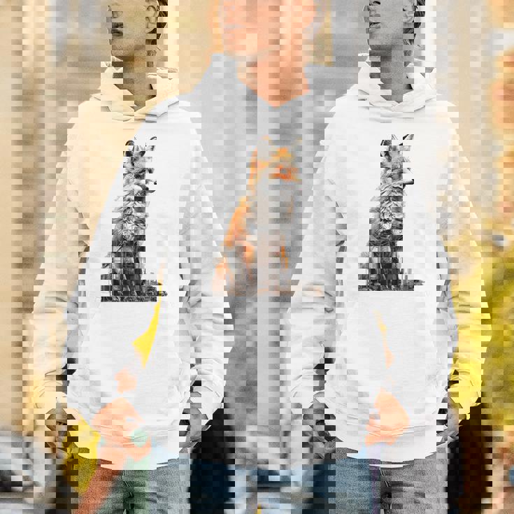 キツネ アニマル柄 モチーフ 抽象 イラスト 描画 狐 パーカー