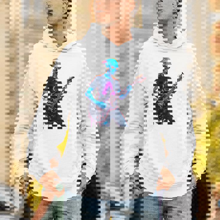 バックプリント ギタリスト エイリアン グラフィック ギター エイリアン ギタリスト パーカー