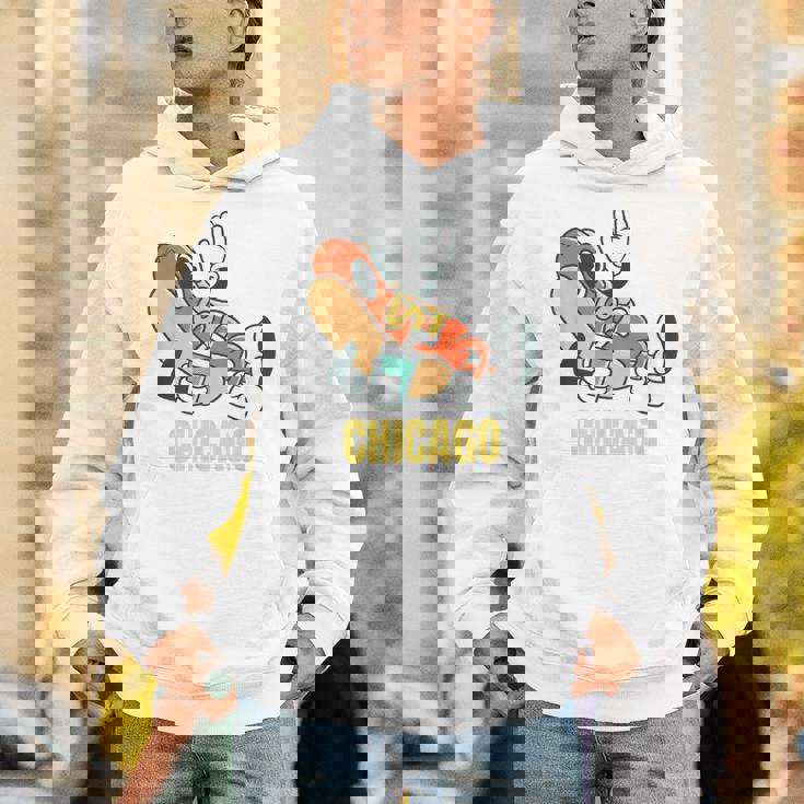 シカゴホットドッグ ストリートフード ホットドッグ マスタード付き パーカー