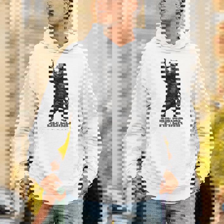 パパベア グリズリーベア ロックジェスチャー クールなパパ グリズリーベア パーカー