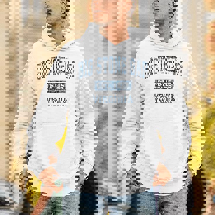 ビッグストーンギャップ バージニアva ヴィンテージ スポーツデザイン ネイビープリント パーカー