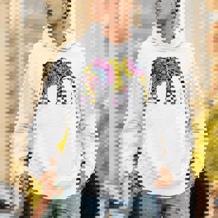 象のシルエット、かわいいボヘミアンデザイン。 パーカー