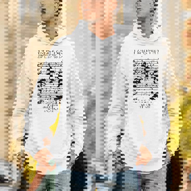 音楽とトカゲ ヤモリ ミュージシャン 爬虫類 パーカー