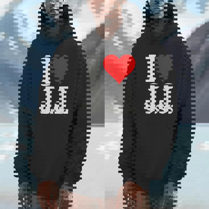 I Love Heart JJ Jj J J イニシャル パーカー