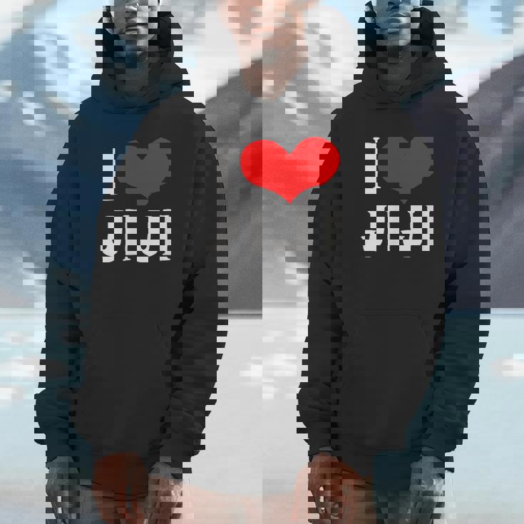 I Love Jiji 愛 ハート じーじ じいじ おじいさん 父の日 家族 家族写真 記念写真 おもしろ かわいい パーカー