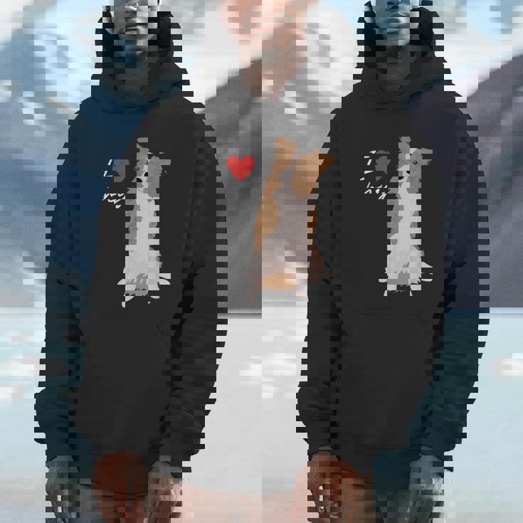 I Love My & Red Merle ボーダーコリー ドッグラバー。 パーカー