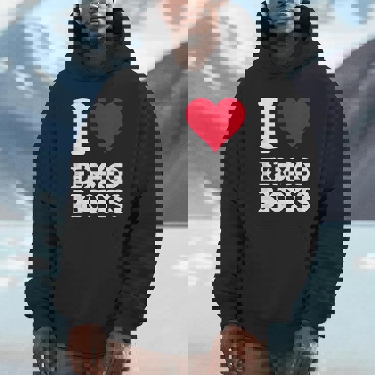 Red Heart I Love Emo Boys パーカー