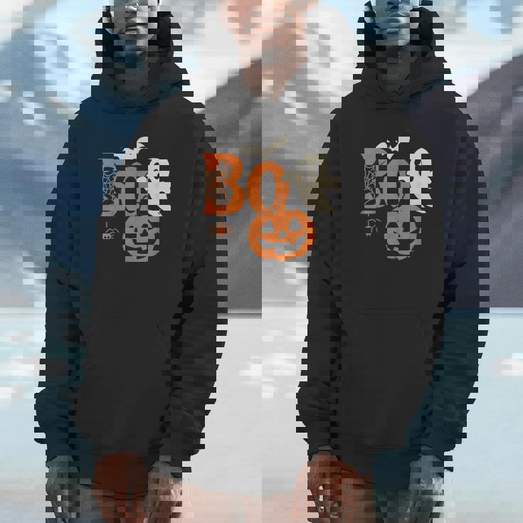 Scary Bold Boo Halloween Ghost Pumpkin Bat Spider Unisex Hoodie