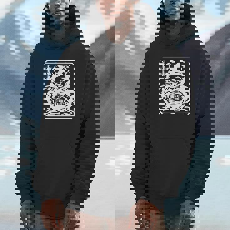 おもしろい 不機嫌そうなカエル ラーメン かわいい 水墨画 日本語 長袖tシャツ パーカー