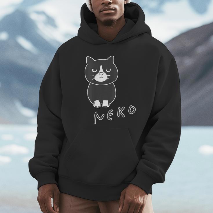 ねこさん『おすわり』ハチワレ Neko【どうぶつフレンズ】フキゲンネコ 猫 動物 イラスト パーカー
