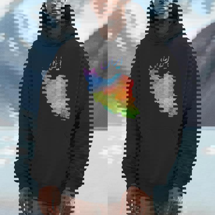 イランの地図 イランのカラフルな地図 水彩イラスト パーカー