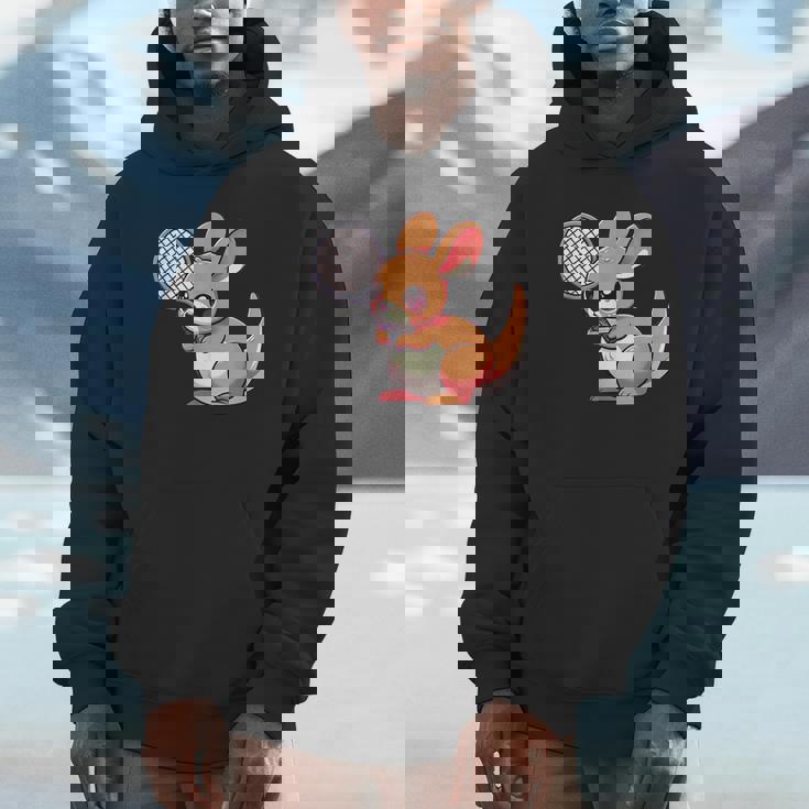 カンガルー かわいい ラケット スポーツ テニス プレイ 動物 キャラクター キュート パーカー