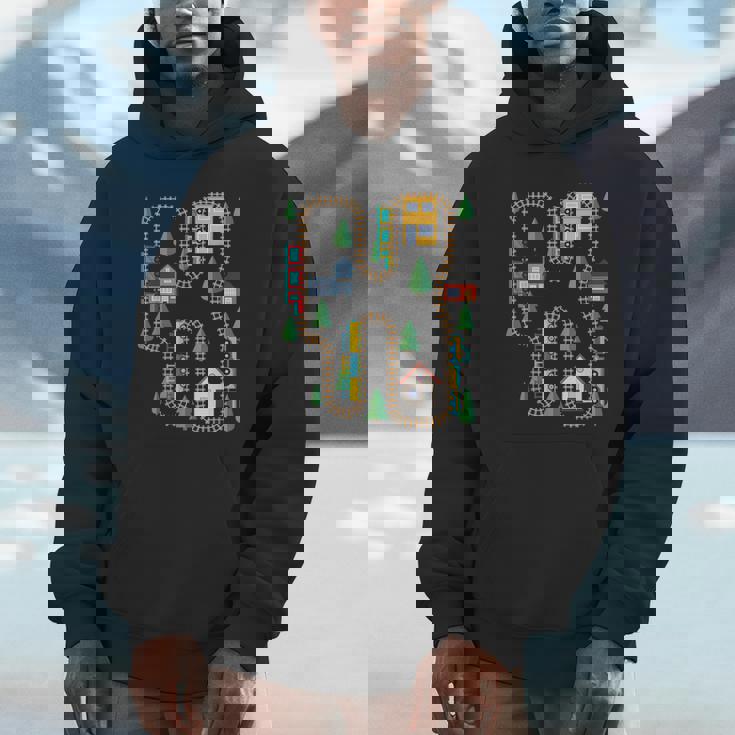 クールなプレイマット 電車線路 かわいい機関車 幼児 パーカー