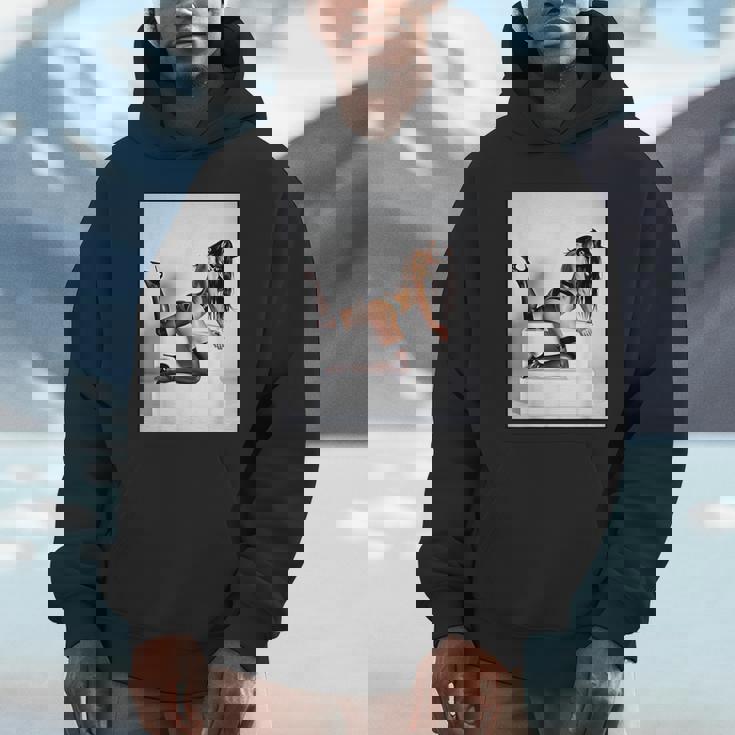 セクシーガールグラフィックtシャツ マスクのセクシーなファッションモデル パーカー