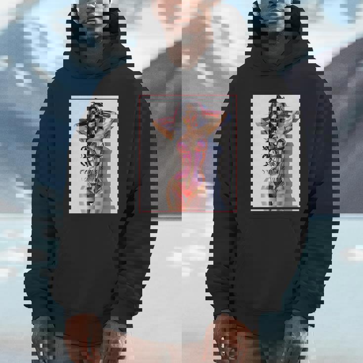 セクシーガールグラフィックtシャツ セクシー巨乳sfピンナップガール 長袖tシャツ パーカー