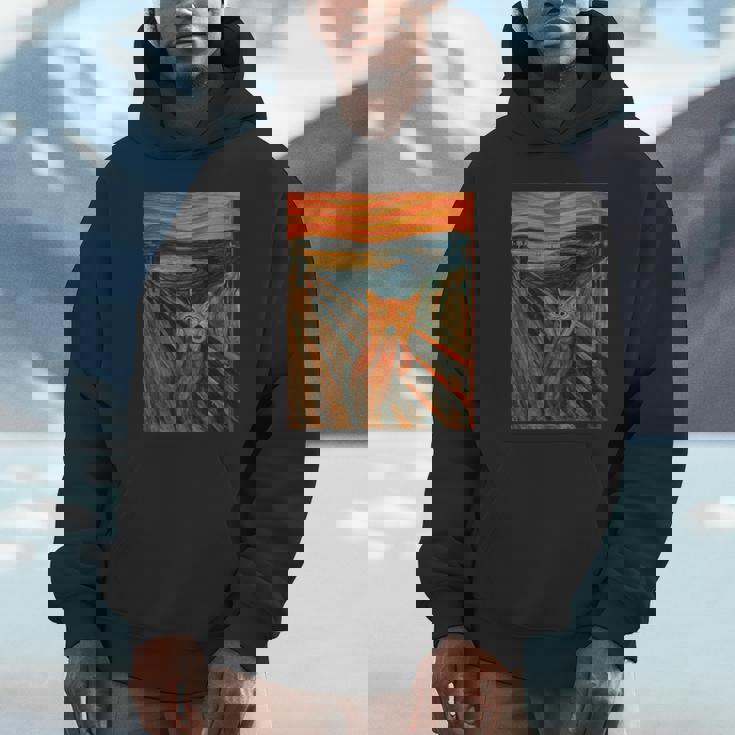 ニャンコの叫び 面白い 猫 ムンクの叫び パロディ おもしろ 服 おもしろグッズ ネタ 長袖tシャツ パーカー