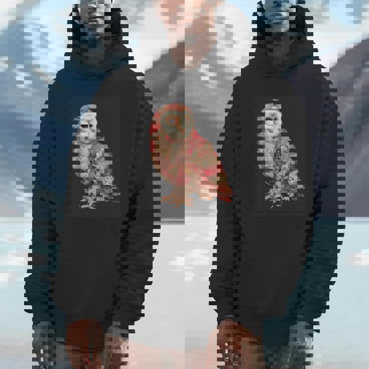 ハート柄の奇抜なパッチワークフクロウ パーカー