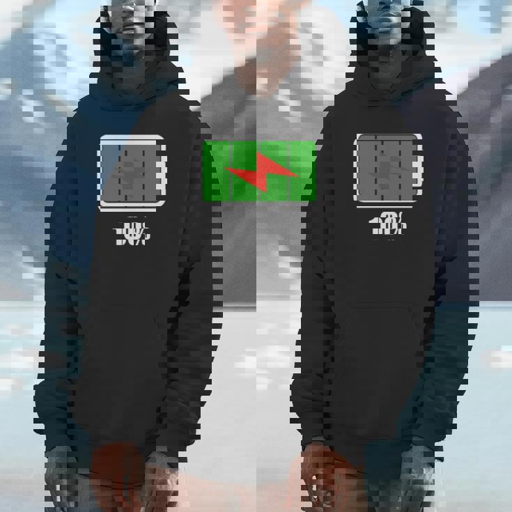 バッテリー100シャツ残量バッテリーフルパワーバッテリーフル。 長袖tシャツ パーカー