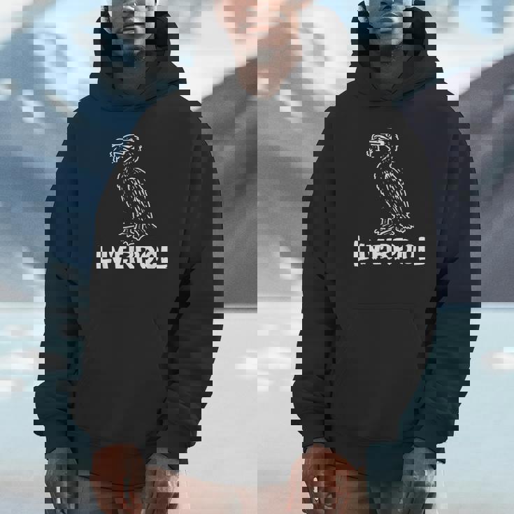 リバプール イングランド リバード Zine インク ホワイトプリント パーカー