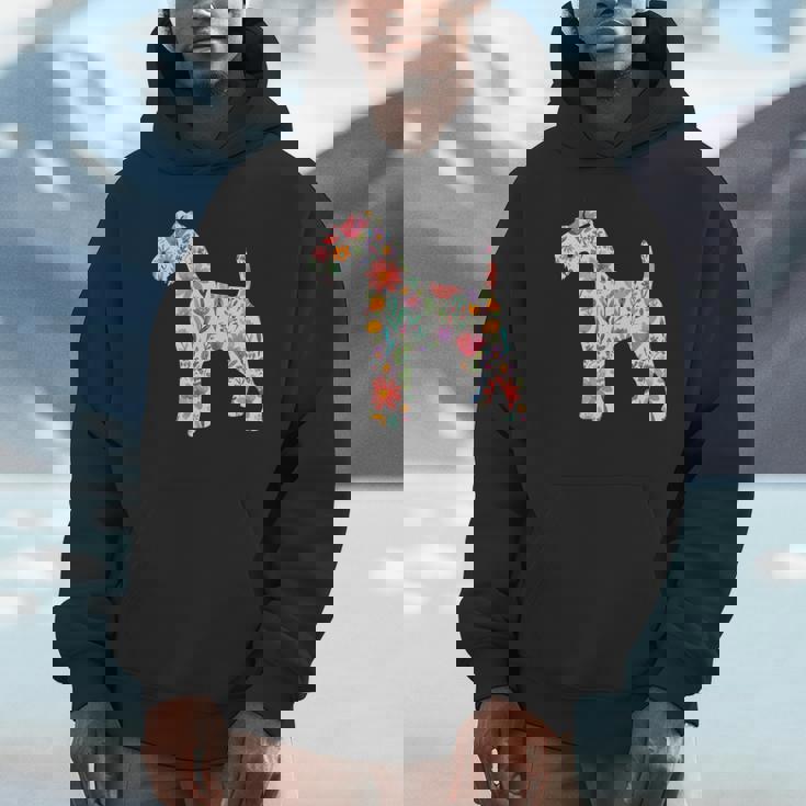 ワイヤーフォックステリア 水彩フラワーデザイン 長袖tシャツ パーカー