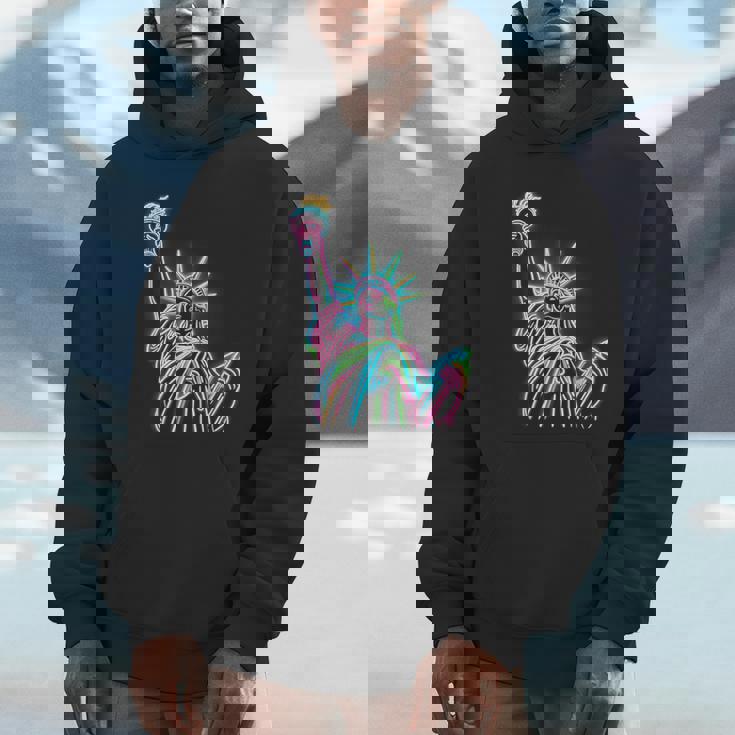 鮮やかな自由の女神tシャツ カラフルなアイコン パーカー