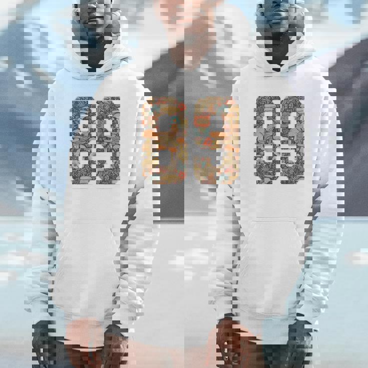 89 ナンバー コテージコア マッシュルーム レトロ フラワー裏側に パーカー