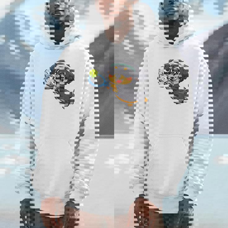 かわいい犬のテニス漫画アート パーカー