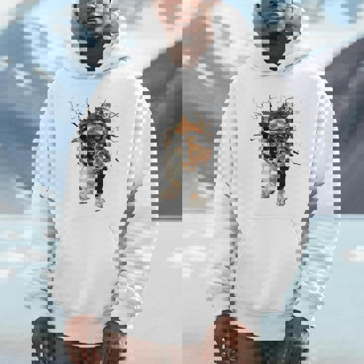 その壁を打ち破れ 三毛猫 福猫 面白 パーカー