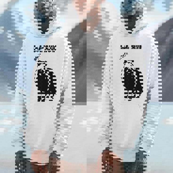 たぬきのシルエット I Am Tanuki おもしろ ユニーク 白黒 アニマル かわいい動物 狸 タヌキ 野生動物 パーカー